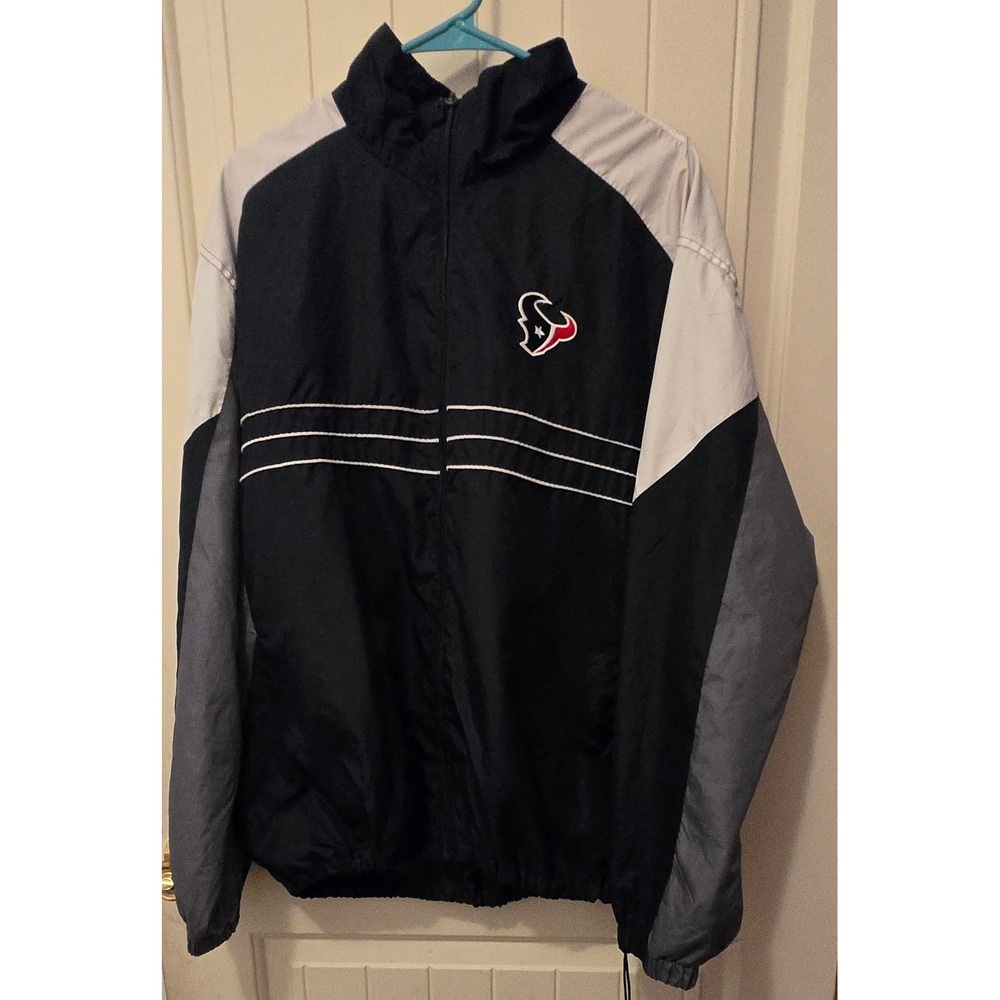 Vintage Reebok NFL Houston Texans Windbreaker Jacket Mens XL Full Zip Blue